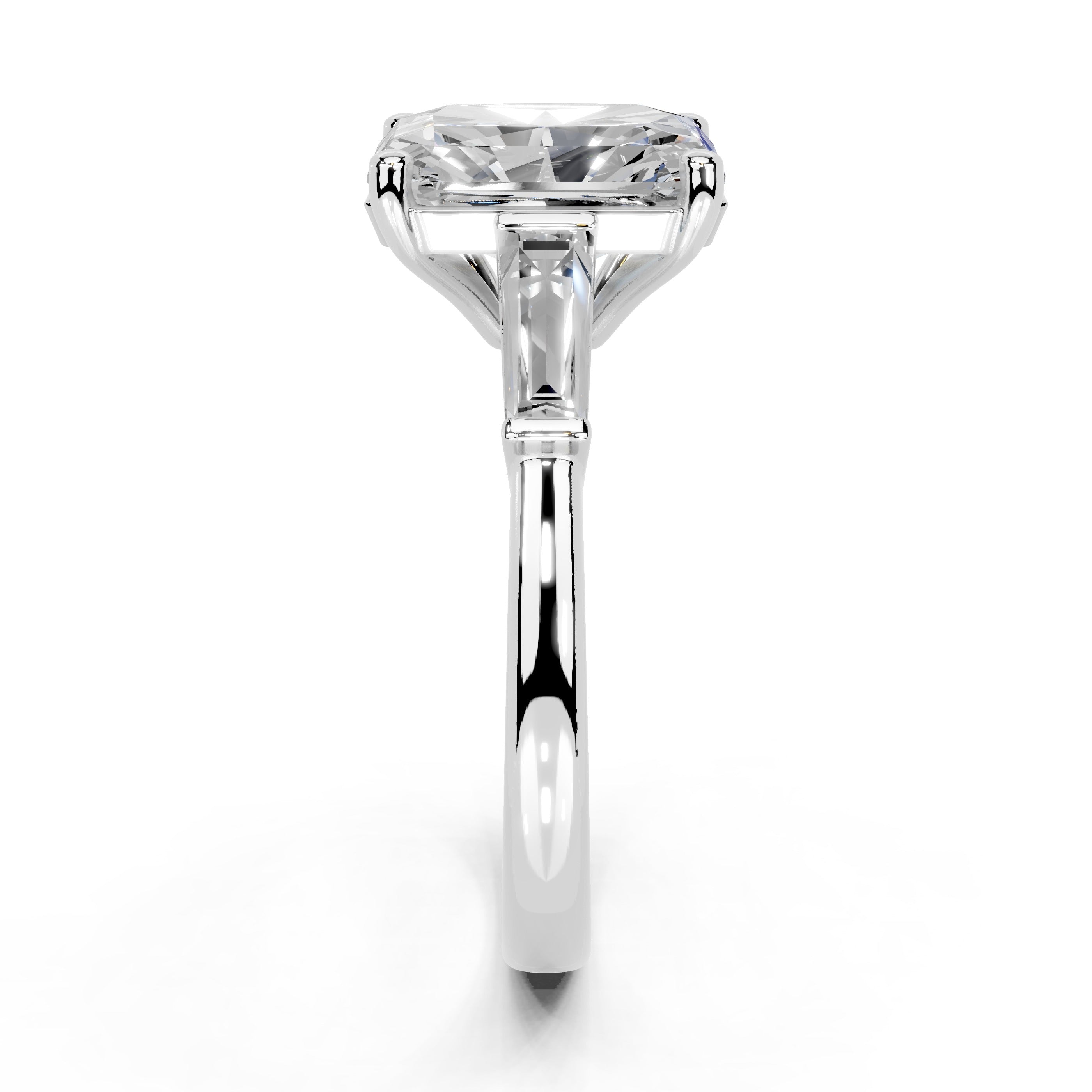 Radiant Cut Baguette Accent Lab Grown Diamond Engagement Ring