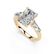 Radiant Cut Baguette Accent Lab Grown Diamond Engagement Ring