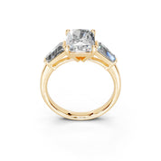 Radiant Cut Baguette Accent Lab Grown Diamond Engagement Ring