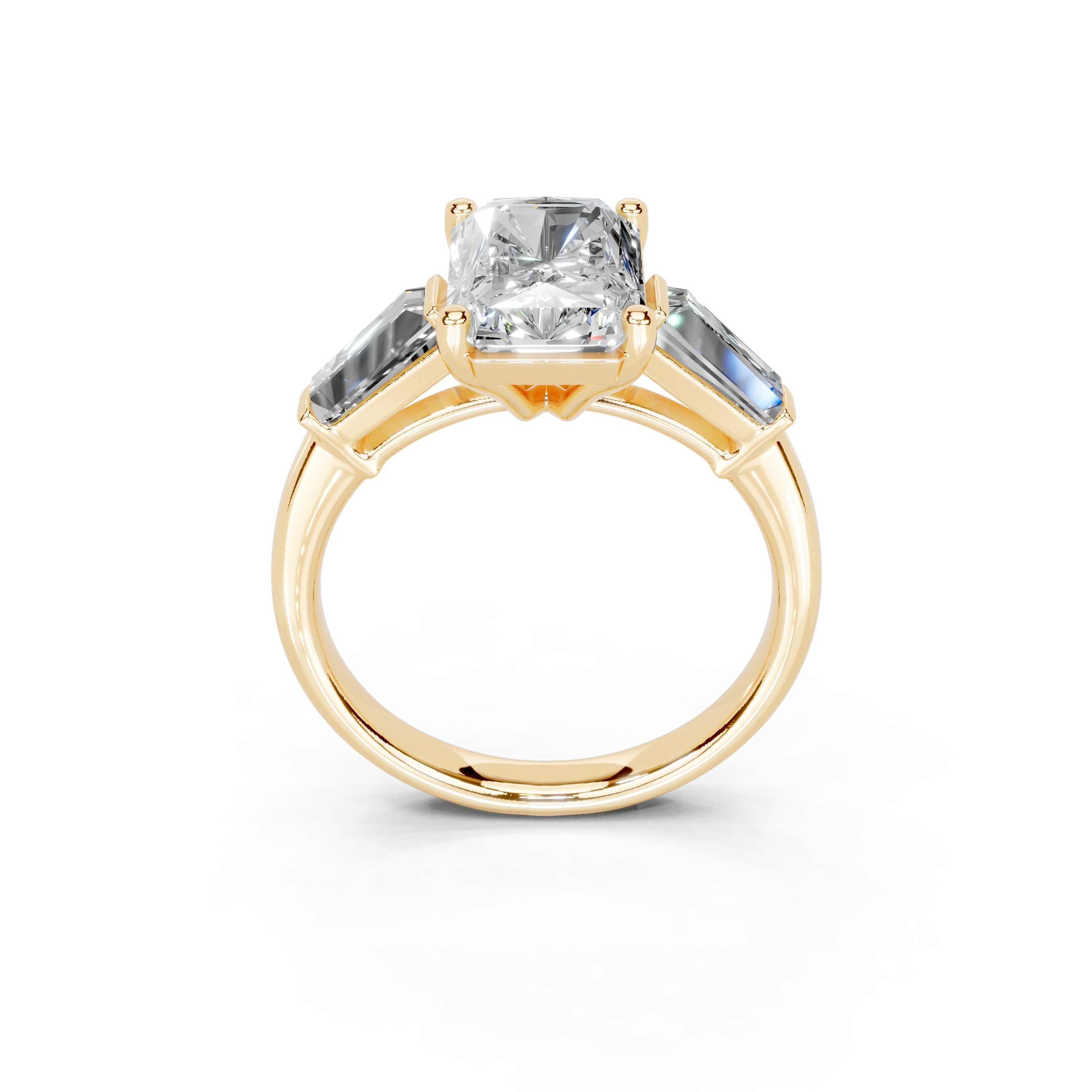 Radiant Cut Baguette Accent Lab Grown Diamond Engagement Ring