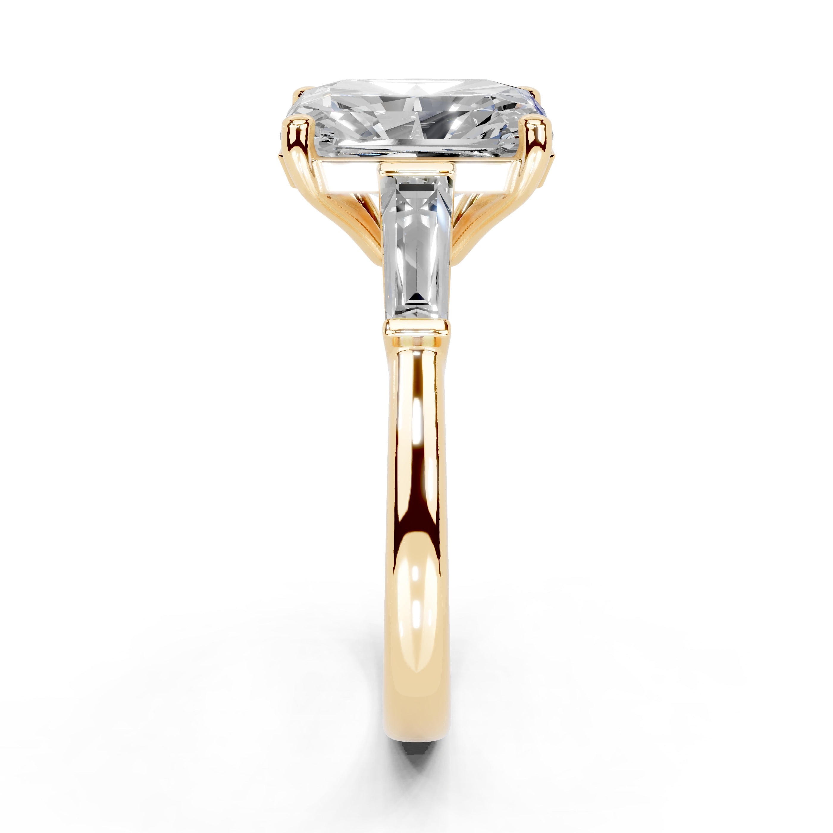 Radiant Cut Baguette Accent Lab Grown Diamond Engagement Ring