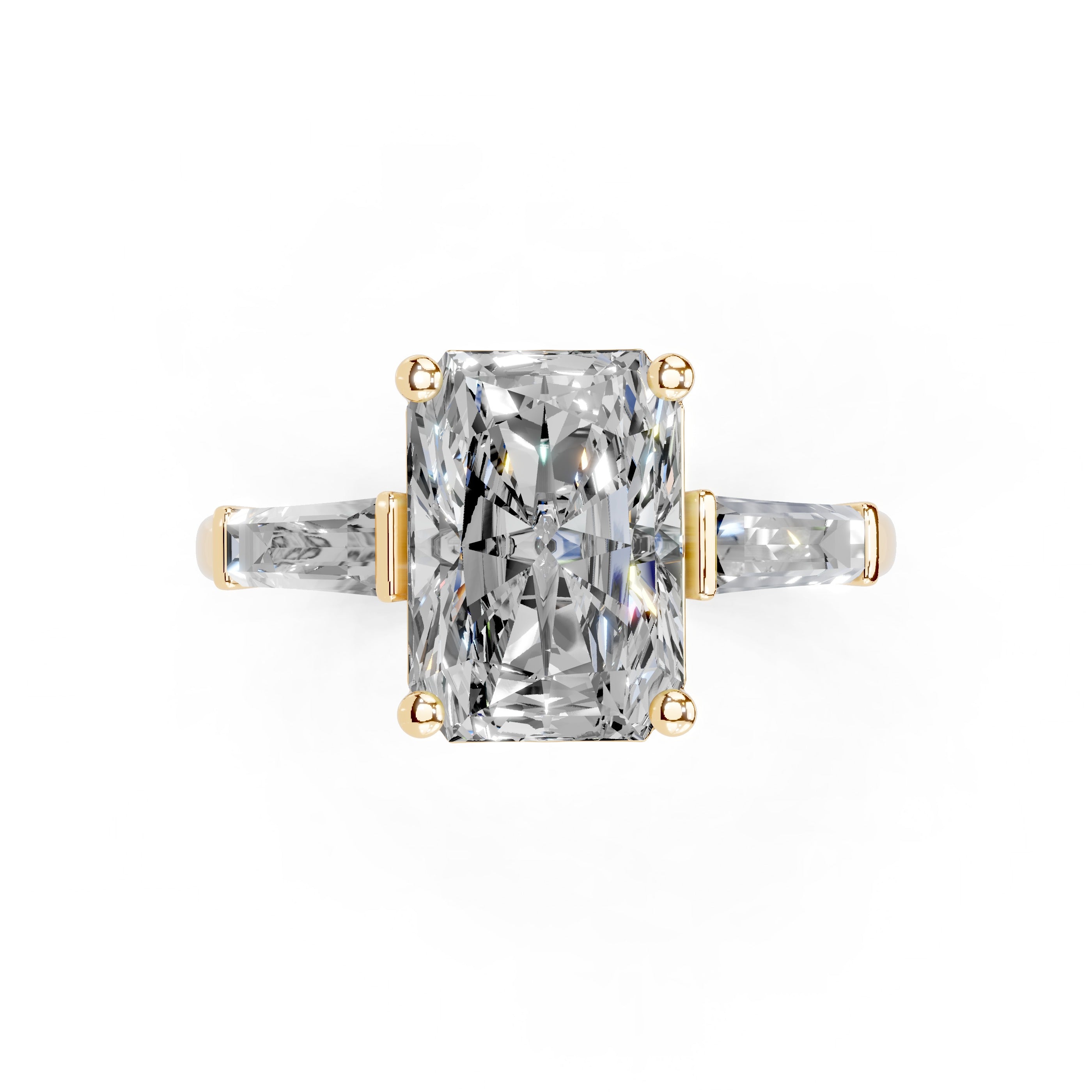 Radiant Cut Baguette Accent Lab Grown Diamond Engagement Ring