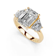 Emerald Cut Trapezoid Side Stone Lab Grown Diamond Engagement Ring – Ready to Ship | 1.25 CT