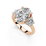 Oval Cut Baguette Accent Lab Grown Diamond Engagement Ring