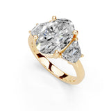 Oval Cut Baguette Accent Lab Grown Diamond Engagement Ring