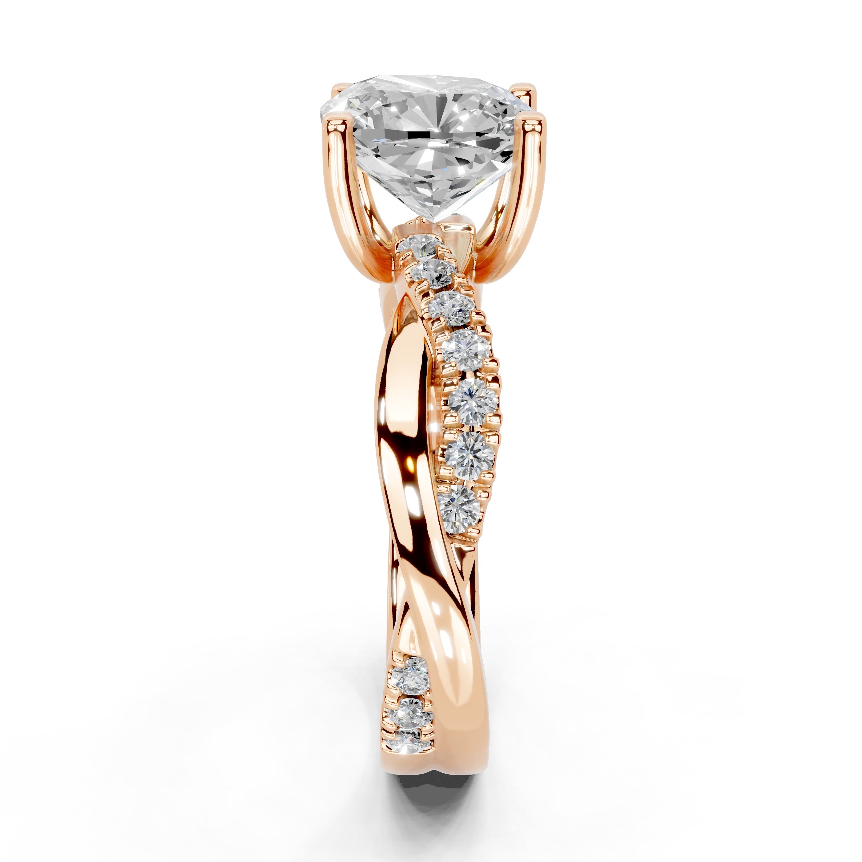 Cushion Cut Split Shank  Lab Grown Diamond Engagement Ring