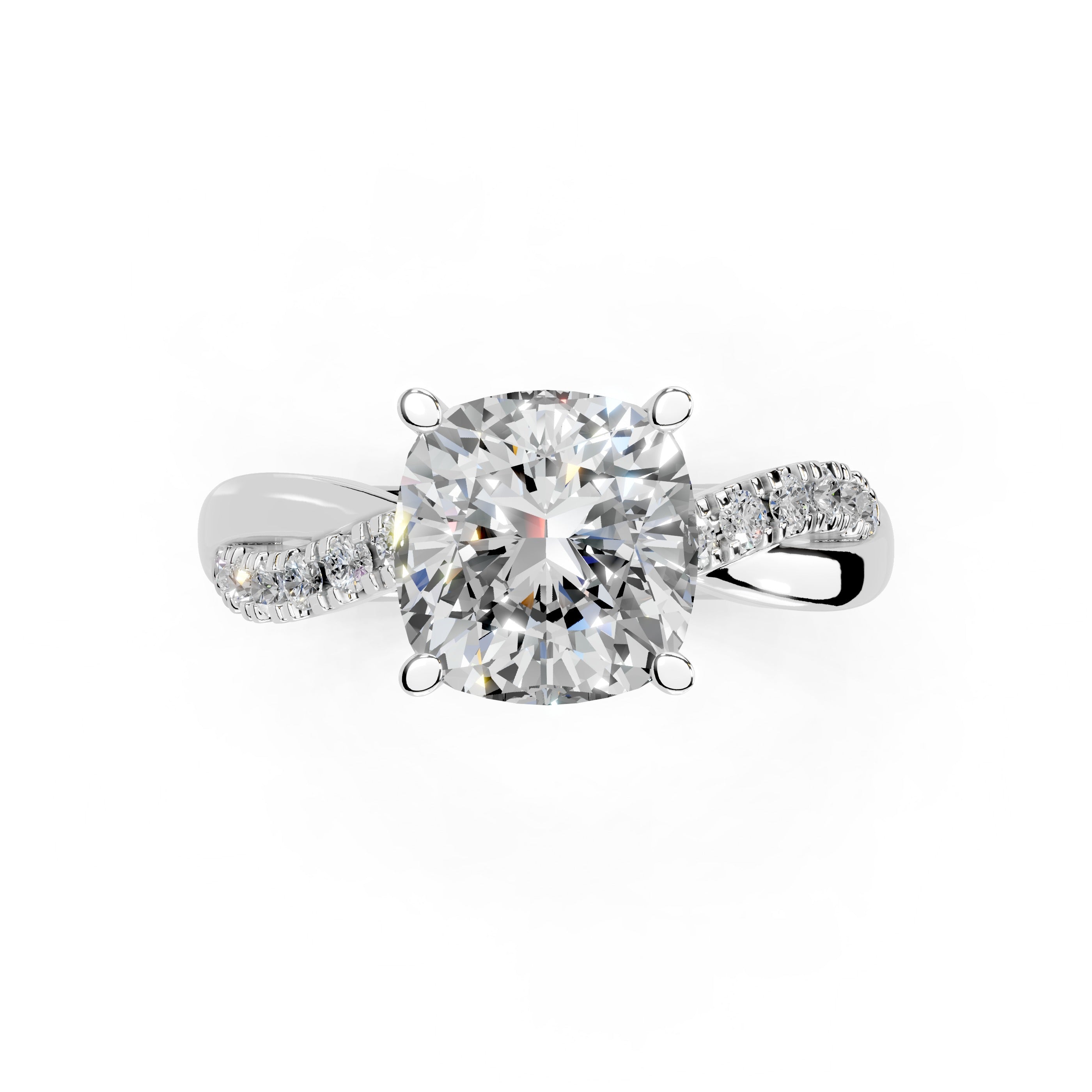 Cushion Cut Split Shank  Lab Grown Diamond Engagement Ring