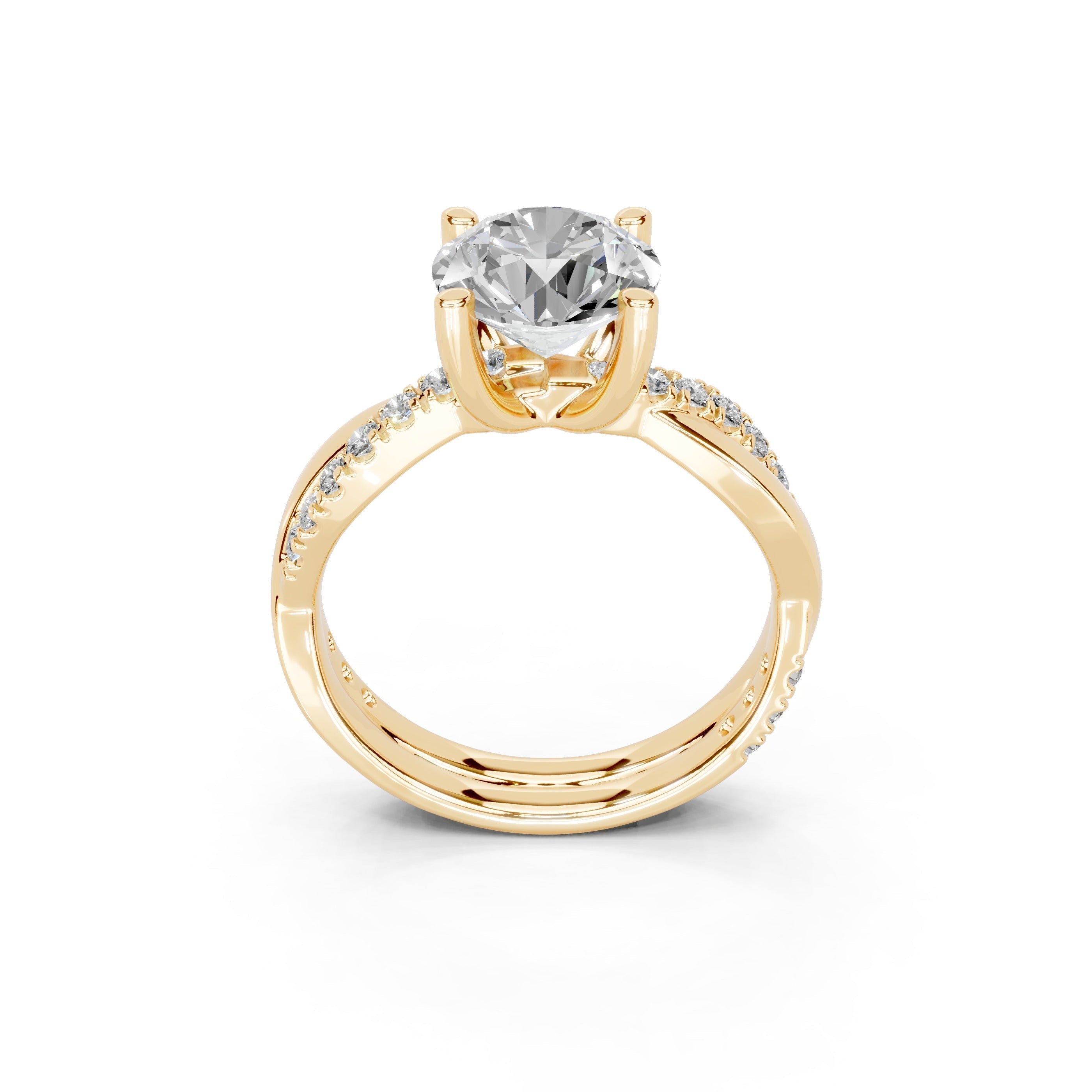 Round Cut Split Shank  Lab Grown Diamond Engagement Ring