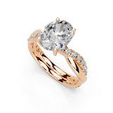 Oval Cut Split Shank  Lab Grown Diamond Engagement Ring