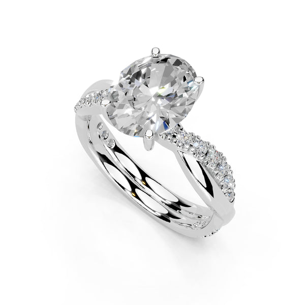 Oval Cut Split Shank Lab Grown Diamond Engagement Ring