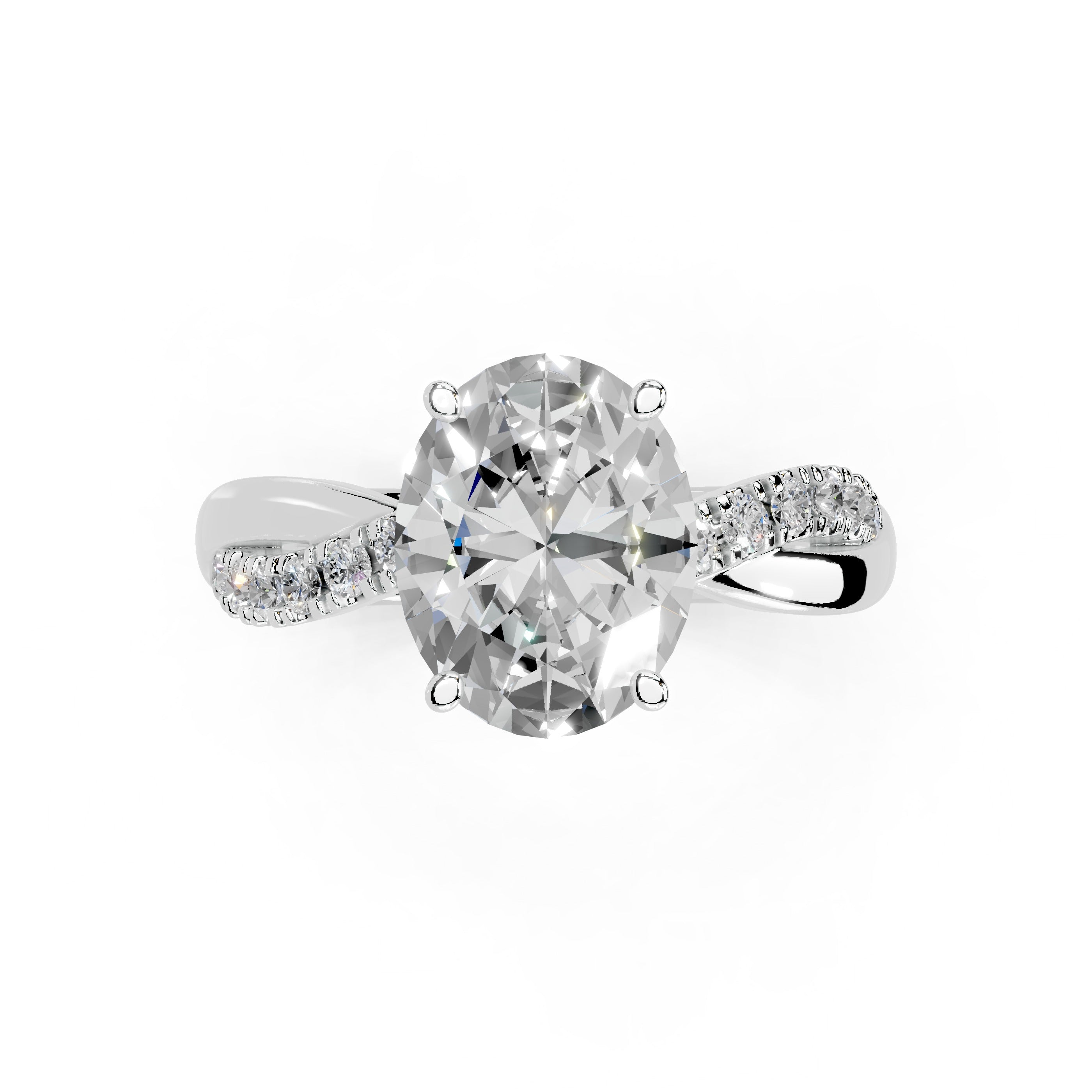 Oval Cut Split Shank  Lab Grown Diamond Engagement Ring