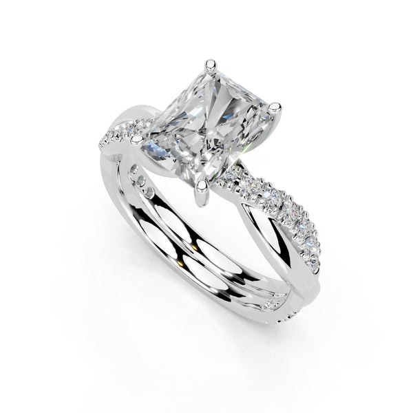 Radiant Cut Split Shank Lab Grown Diamond Engagement Ring