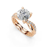 Round Cut Split Shank Lab Grown Diamond Engagement Ring (1–5 ct, 14K/18K/Platinum)