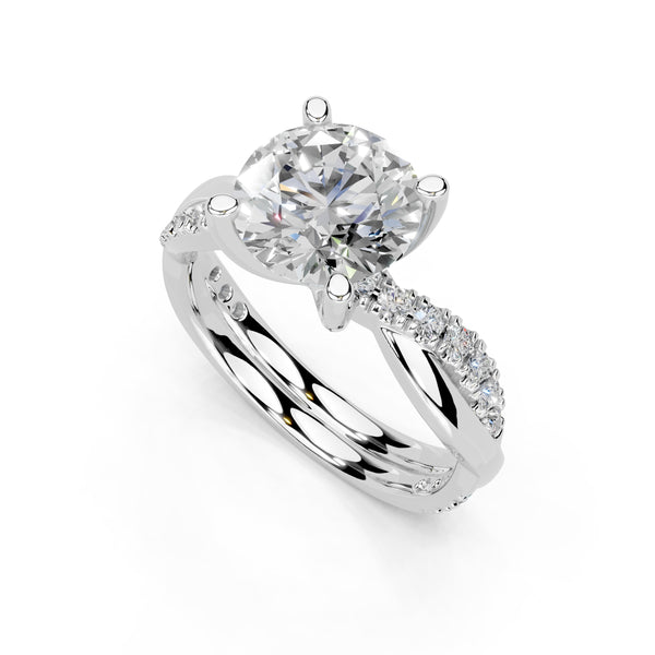 Round Cut Split Shank Lab Grown Diamond Engagement Ring (1–5 ct, 14K/18K/Platinum)