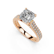 Asscher Cut Double Pave Lab Grown Diamond Engagement Ring