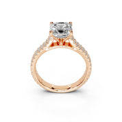 Asscher Cut Double Pave Lab Grown Diamond Engagement Ring
