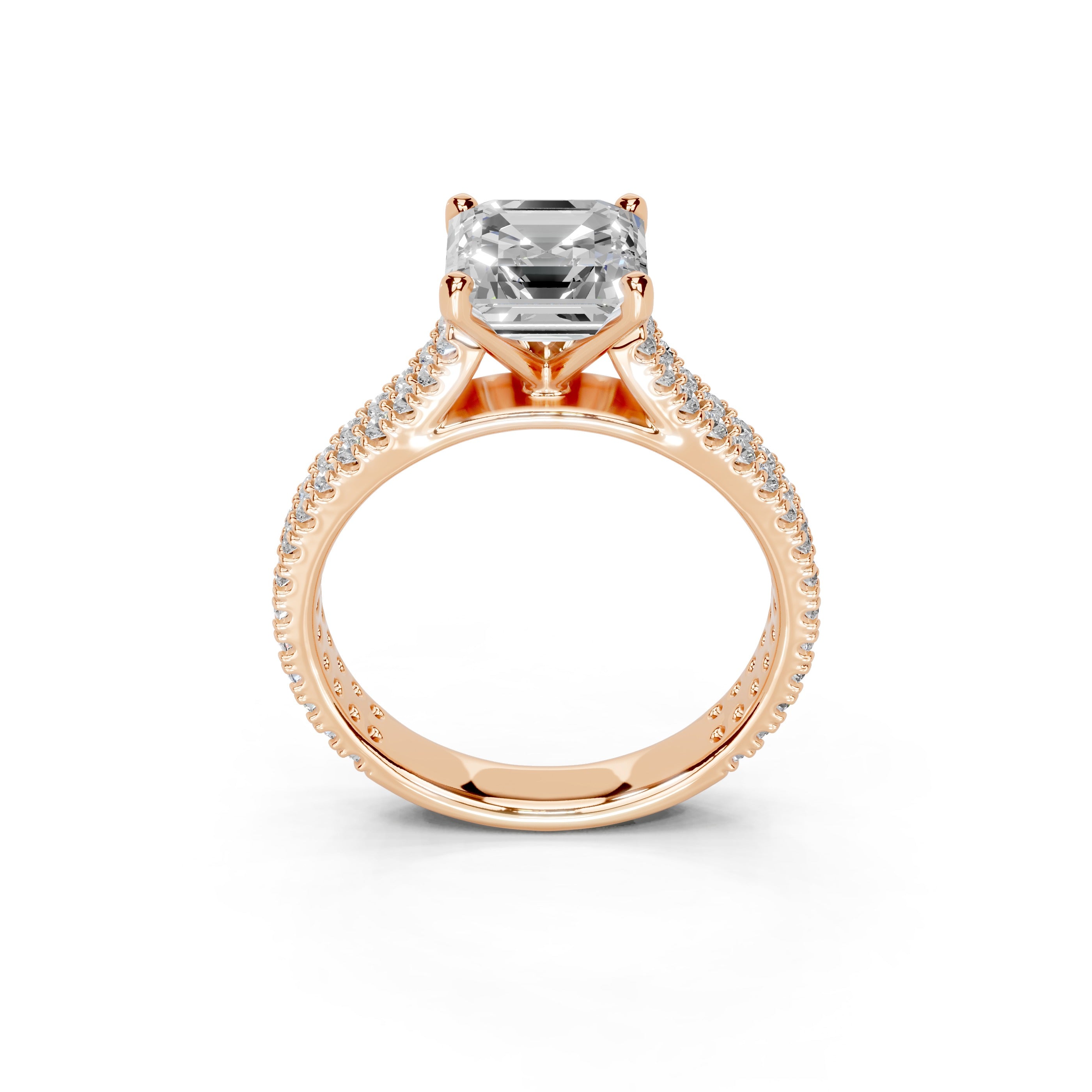 Asscher Cut Double Pave Lab Grown Diamond Engagement Ring