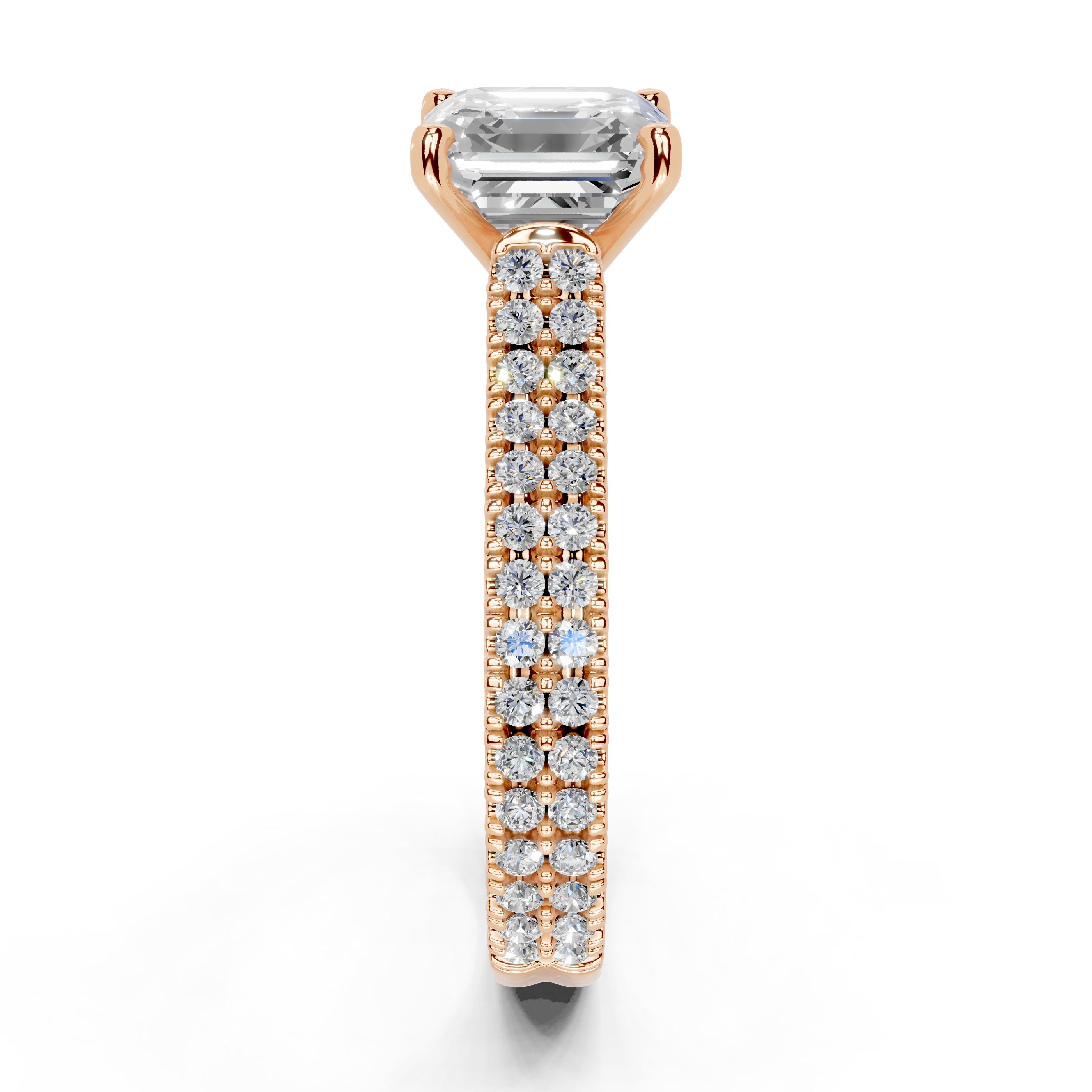 Asscher Cut Double Pave Lab Grown Diamond Engagement Ring