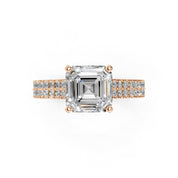 Asscher Cut Double Pave Lab Grown Diamond Engagement Ring