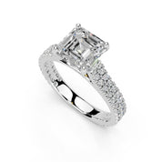Asscher Cut Double Pave Lab Grown Diamond Engagement Ring