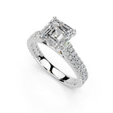 Asscher Cut Double Pave Lab Grown Diamond Engagement Ring