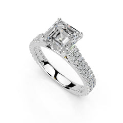 Asscher Cut Double Pave Lab Grown Diamond Engagement Ring