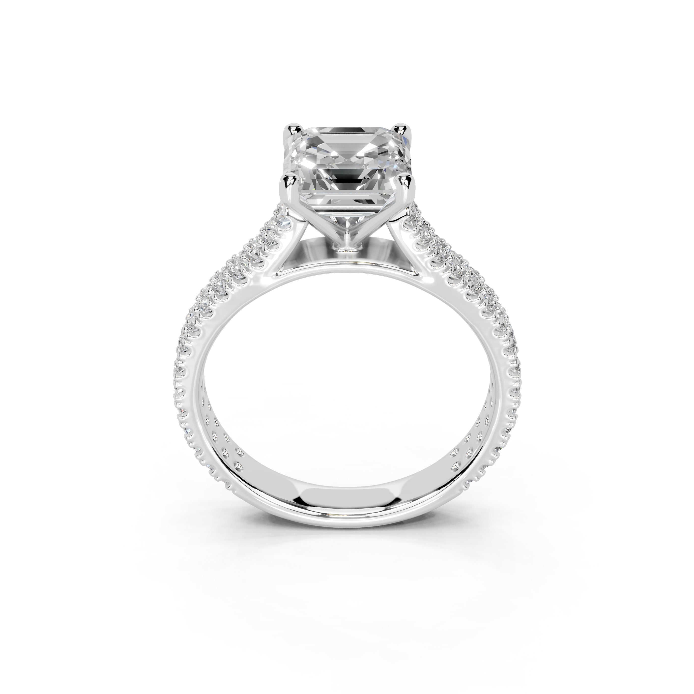 Asscher Cut Double Pave Lab Grown Diamond Engagement Ring