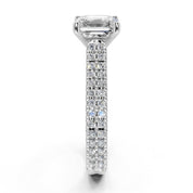 Asscher Cut Double Pave Lab Grown Diamond Engagement Ring