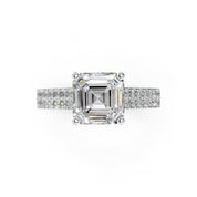 Asscher Cut Double Pave Lab Grown Diamond Engagement Ring