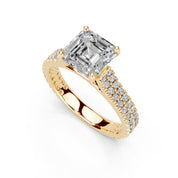 Asscher Cut Double Pave Lab Grown Diamond Engagement Ring
