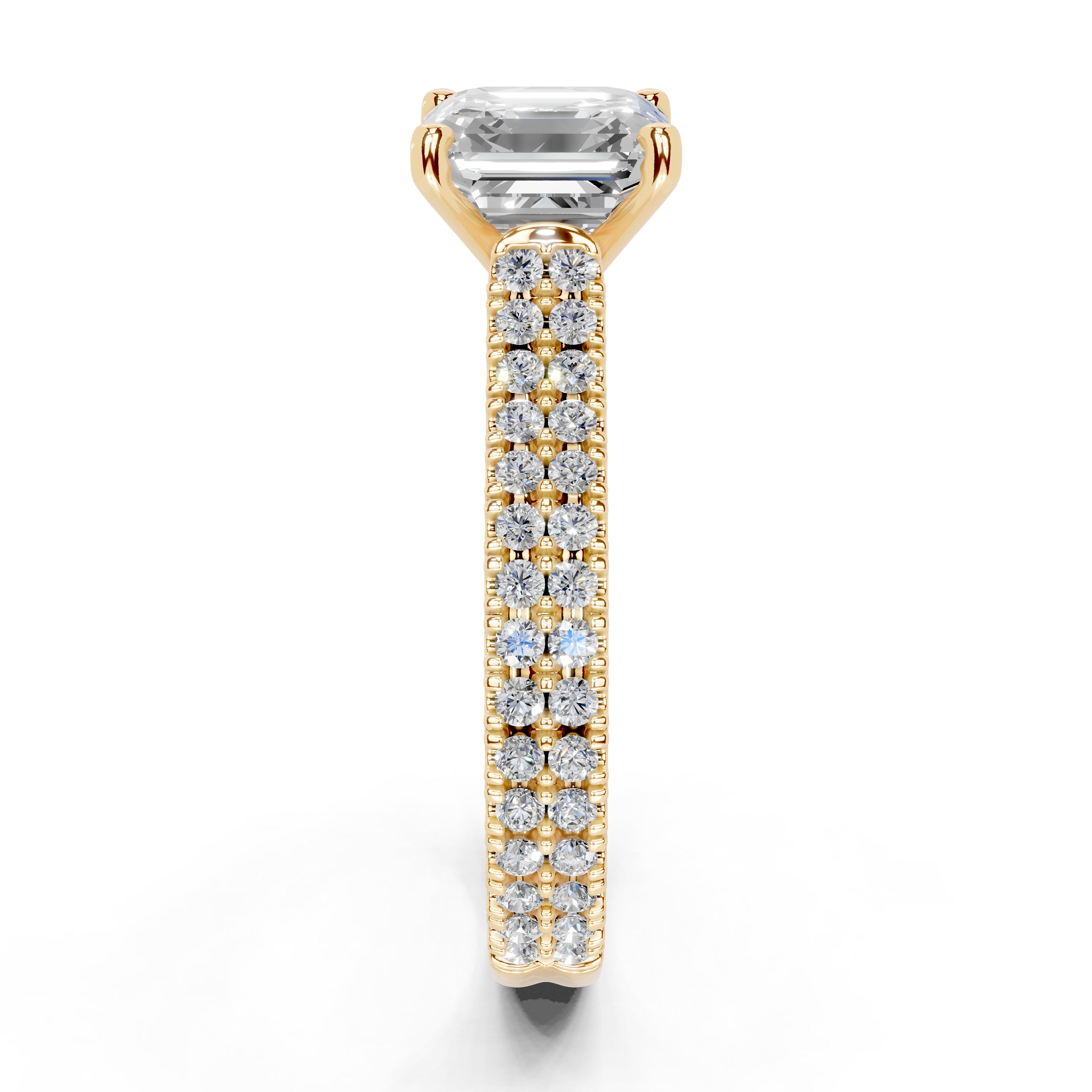 Asscher Cut Double Pave Lab Grown Diamond Engagement Ring
