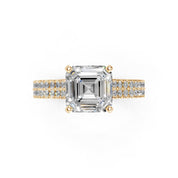 Asscher Cut Double Pave Lab Grown Diamond Engagement Ring