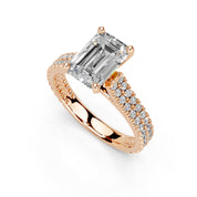 Emerald Cut Double Pave Lab Grown Diamond Engagement Ring