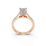 Emerald Cut Double Pave Lab Grown Diamond Engagement Ring