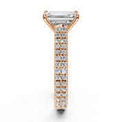 Emerald Cut Double Pave Lab Grown Diamond Engagement Ring