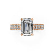 Emerald Cut Double Pave Lab Grown Diamond Engagement Ring