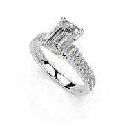 Emerald Cut Double Pave Lab Grown Diamond Engagement Ring