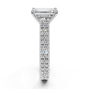 Emerald Cut Double Pave Lab Grown Diamond Engagement Ring