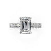 Emerald Cut Double Pave Lab Grown Diamond Engagement Ring