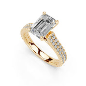 Emerald Cut Double Pave Lab Grown Diamond Engagement Ring