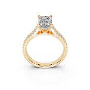 Emerald Cut Double Pave Lab Grown Diamond Engagement Ring