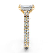 Emerald Cut Double Pave Lab Grown Diamond Engagement Ring