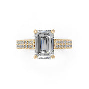 Emerald Cut Double Pave Lab Grown Diamond Engagement Ring