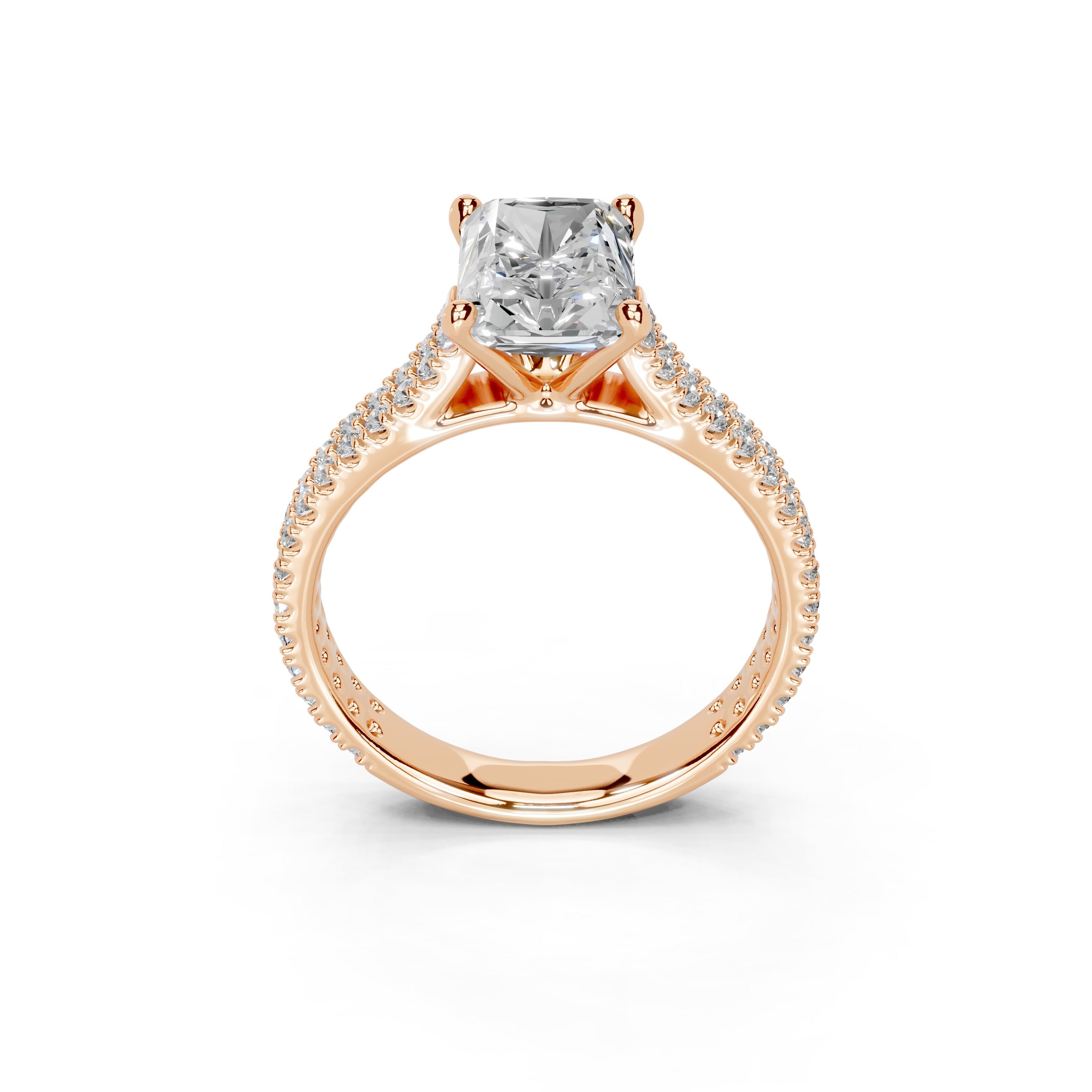 Radiant Cut Double Pave Lab Grown Diamond Engagement Ring