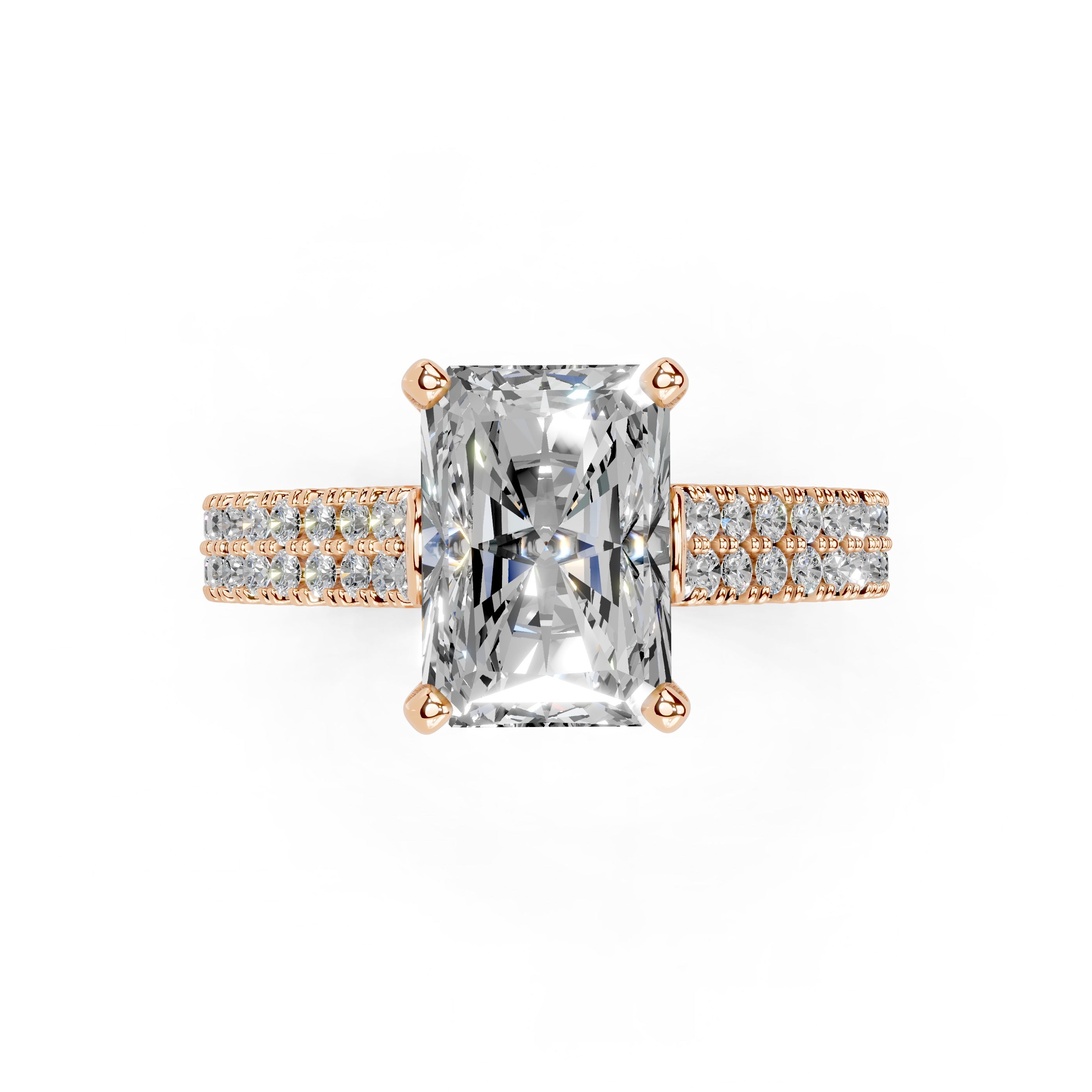 Radiant Cut Double Pave Lab Grown Diamond Engagement Ring