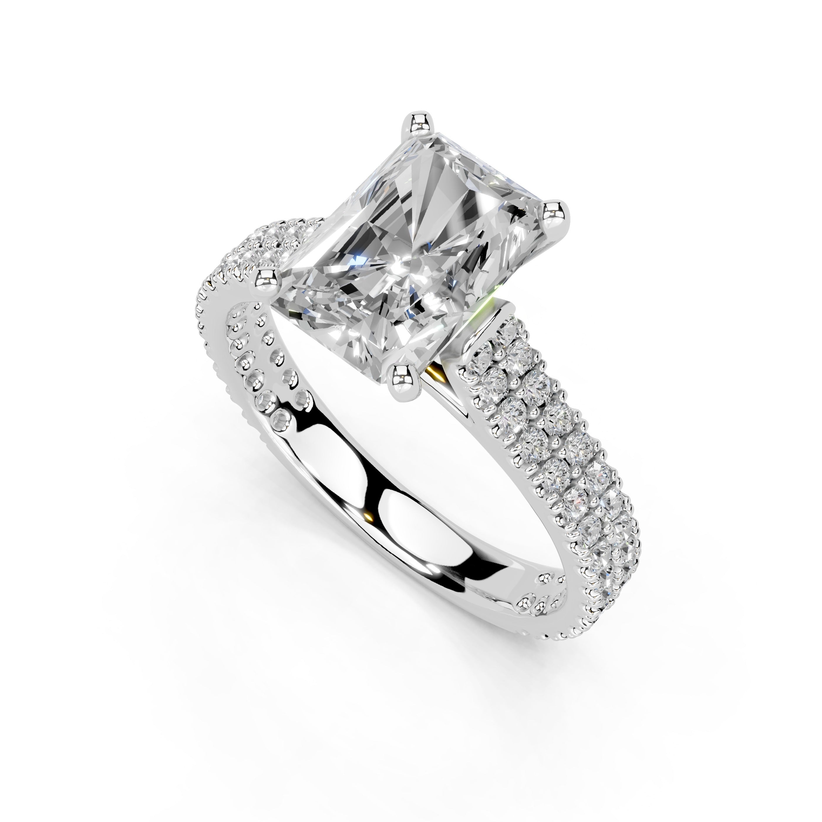 Radiant Cut Double Pave Lab Grown Diamond Engagement Ring