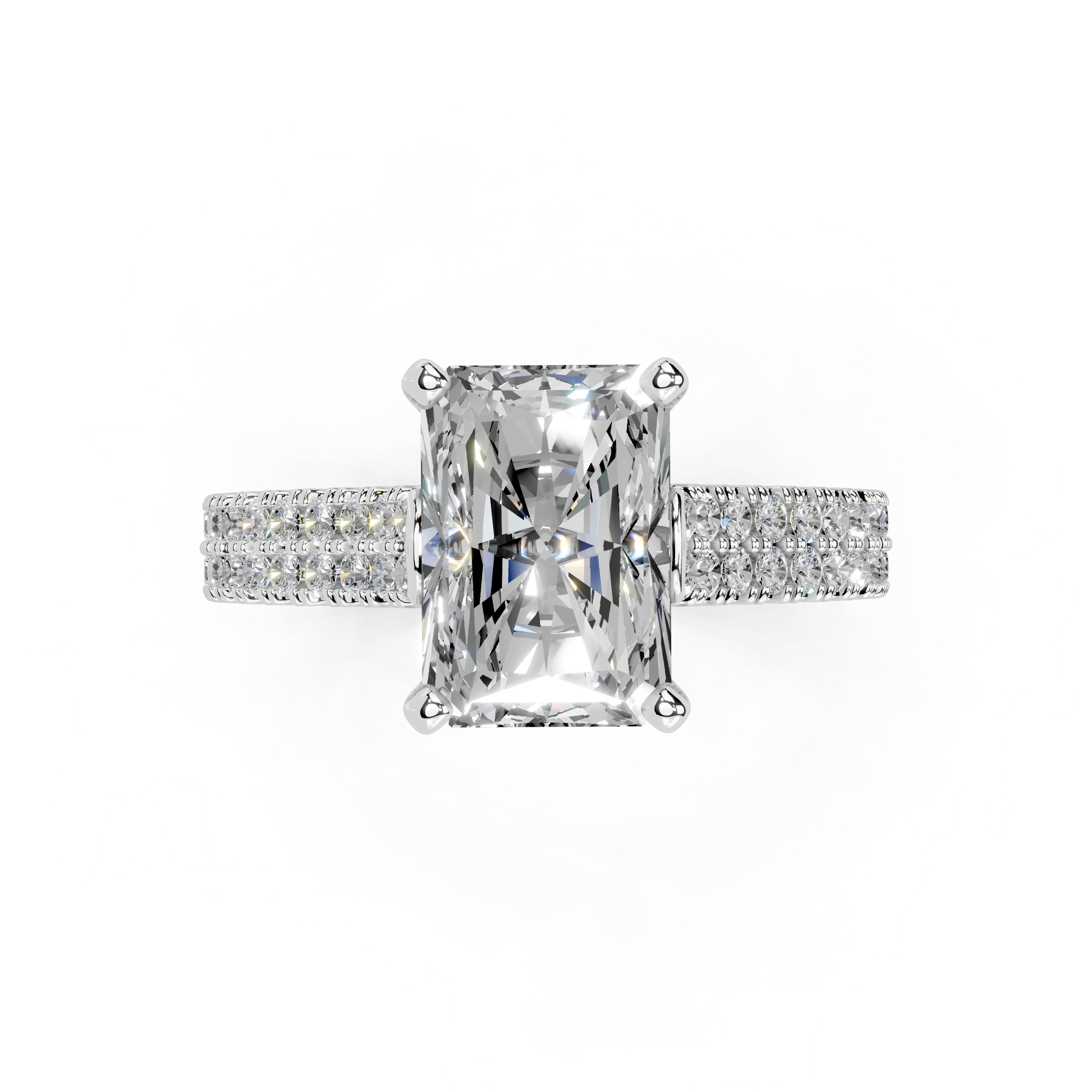Radiant Cut Double Pave Lab Grown Diamond Engagement Ring