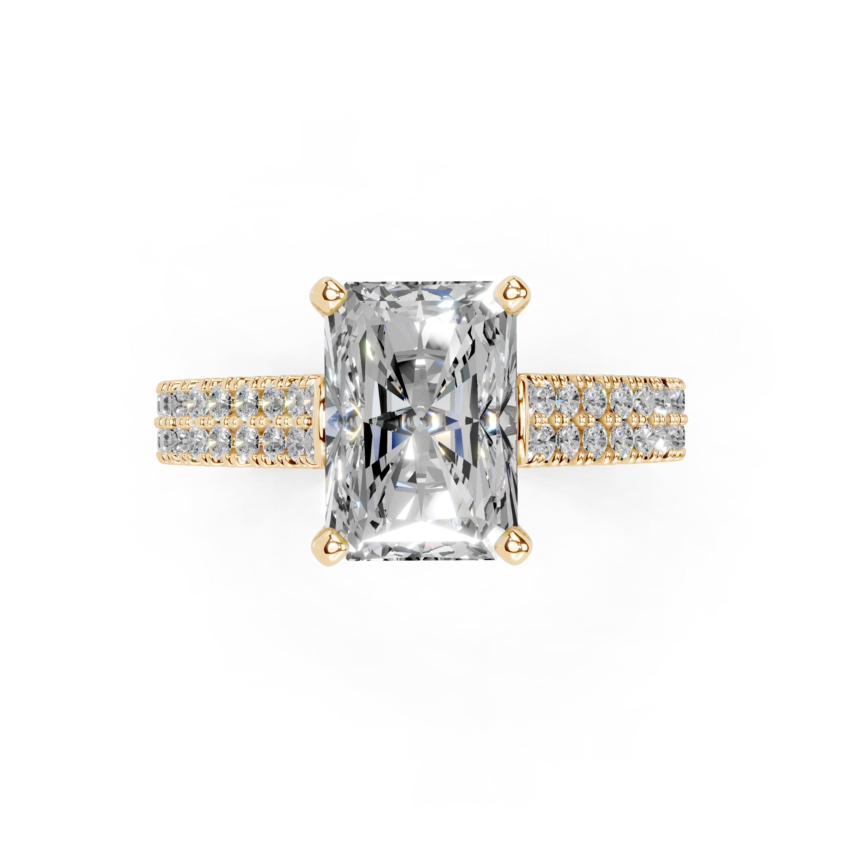 Radiant Cut Double Pave Lab Grown Diamond Engagement Ring