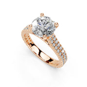 Round Cut Double Pave Lab Grown Diamond Engagement Ring