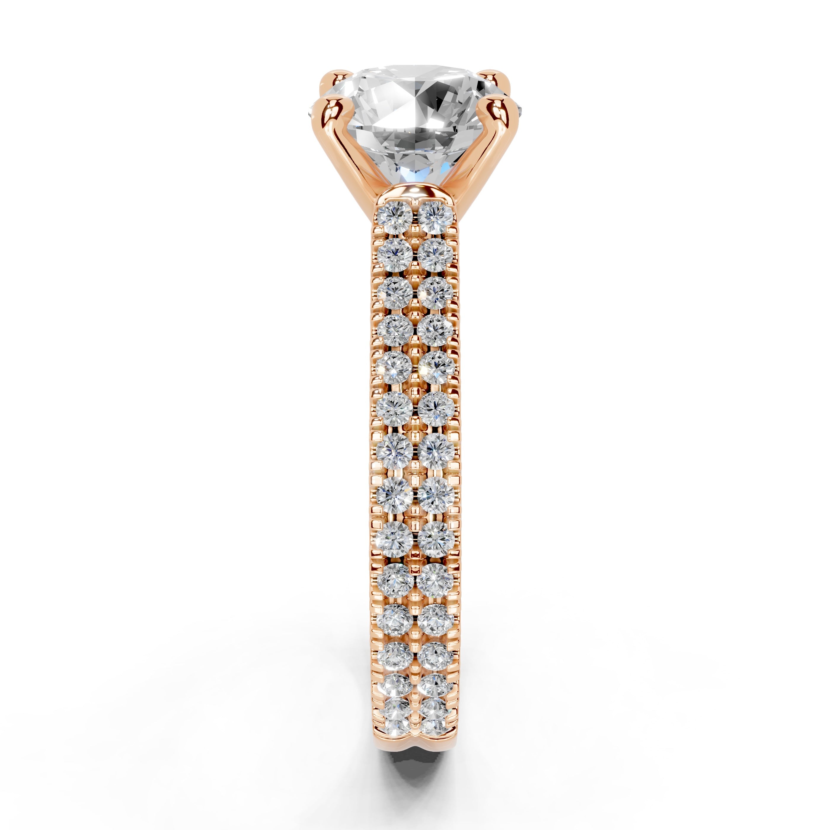 Round Cut Double Pave Lab Grown Diamond Engagement Ring